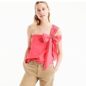 J CREW ONE SHOULDER FRONT BOW PINK TOP SIZE 2 NWT.